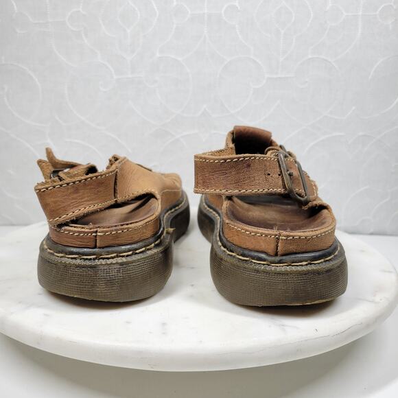 VTG Chunky Fisherman Sandals Mens @10 Brown Platform Soft Leather Open Toe Boho - Picture 9 of 16